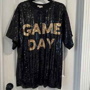 Main Strip Black Sequin Game Day Top/dress
